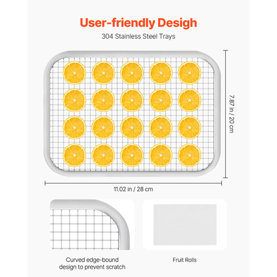 Μηχάνημα αφυδάτωσης τροφίμων VEVOR 6 Δίσκοι από ανοξείδωτο ατσάλι 400W jerky Fruit Drying