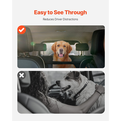 VEVOR Dog Car Barrier 50" Wide μπροστινά καθίσματα Εγκατάσταση Διαχωριστικό αυτοκινήτου για SUV