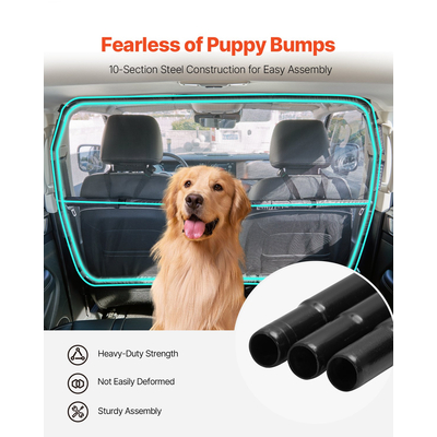 VEVOR Dog Car Barrier 50" Wide μπροστινά καθίσματα Εγκατάσταση Διαχωριστικό αυτοκινήτου για SUV