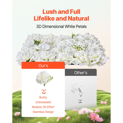 VEVOR 3D Flower Panel Wall 24 ΤΕΜ. 15 x 15 ιντσών Τεχνητό λουλουδάτο φόντο για γάμο