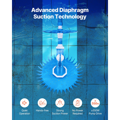 VEVOR Suction Pool Cleaner Ηλεκτρική σκούπα 12 σωλήνες για εσωτερική/επάνω πισίνα