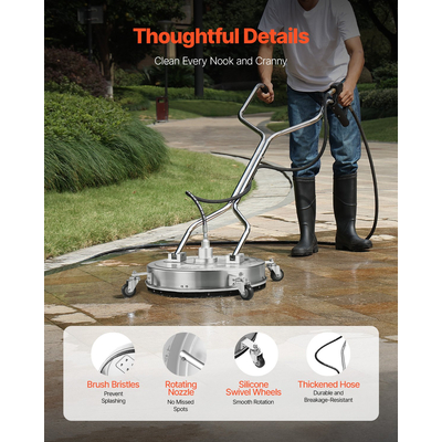 VEVOR 21" Καθαριστικό Επιφάνειας Πλύσης Πίεσης 4 Τροχών Διπλή Λαβή 4000 Max PSI