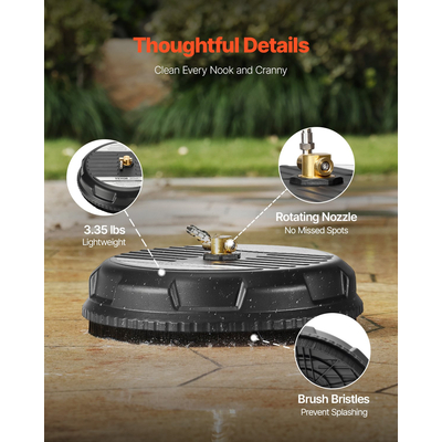 VEVOR 15" Καθαριστικό Επιφάνειας Πλυντηρίου Πίεσης 4 Τροχών 3000 Max PSI Plastic Black