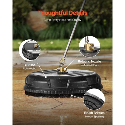 VEVOR 15" Καθαριστικό Επιφανειών Πλυντηρίου Πίεσης 3000 Max PSI Plastic 2 Extended Wands