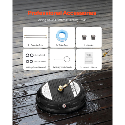 VEVOR 15" Καθαριστικό Επιφανειών Πλυντηρίου Πίεσης 3000 Max PSI Plastic 2 Extended Wands