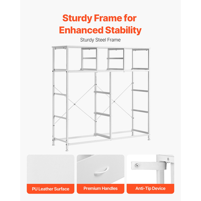 VEVOR 10 Drawer Dresser Fabric Storage Drawers Fabric Bins & Steel Frame White