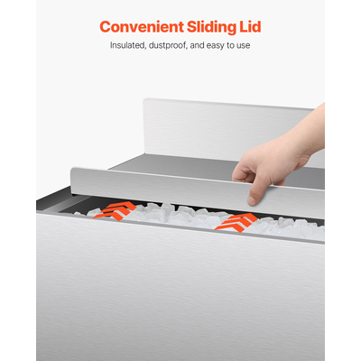 VEVOR Εμπορικός Κάδος Πάγου 61,6 L Κάδος Πάγου Κάτω Μπάρα με Συρόμενο Καπάκι για Κουζίνες