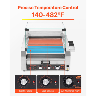 VEVOR 30 Hot Dog 11 Roller Electric Grill Cooker Cooker 2400W