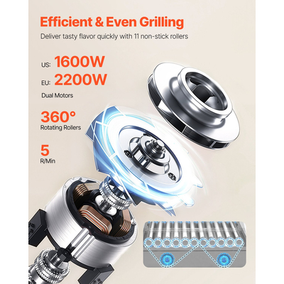 Εμπορική ψησταριά VEVOR Electric 30 Hot Dog 11 Roller 2200W