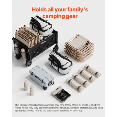 VEVOR Πτυσσόμενα καρότσια βαγονιών 120L & 225LBS Πτυσσόμενο καρότσι κήπου βαρέως τύπου Μαύρο