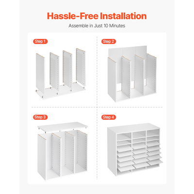 VEVOR Wooden Literature Organizer 24 θέσεων με ρυθμιζόμενα ράφια Λευκό