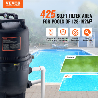 VEVOR Pool Cartridge Filter In/Above Ground Swimming Pool Filtration 40 τ.μ
