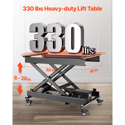 VEVOR 71 cm Electric Lift Table Single Scissor Lifting Platform 150 kg 4 Wheels