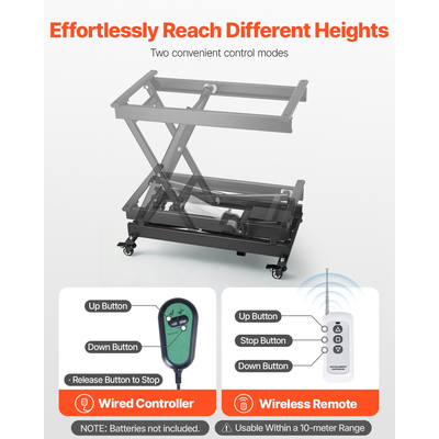 VEVOR 71 cm Electric Lift Table Single Scissor Lifting Platform 150 kg 4 Wheels