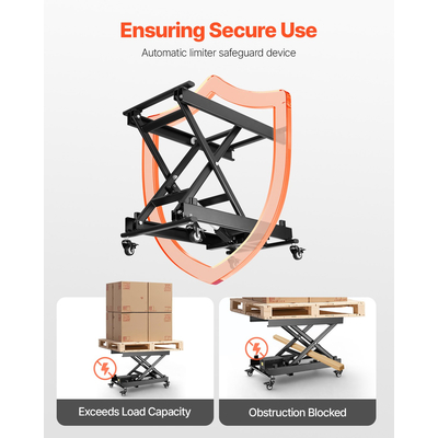 VEVOR 71 cm Electric Lift Table Single Scissor Lifting Platform 150 kg 4 Wheels