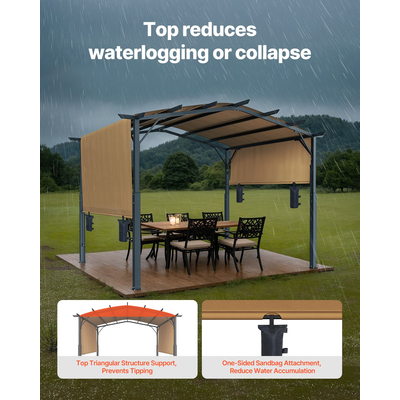 VEVOR 10x12 ft Outdoor Retractable Pergola with Canopy Toxed Top Metal Pergola