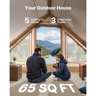 Φουσκωτή σκηνή VEVOR για Κάμπινγκ Glamping Σκηνή 3-5 Ατόμων με κουβούκλιο αντλίας