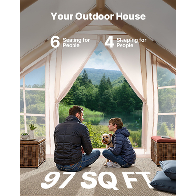 Φουσκωτή σκηνή VEVOR για Κάμπινγκ 4-6 Άτομα Glamping Σκηνή με Αντλία Εύκολη ρύθμιση