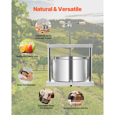 Εγχειρίδιο VEVOR Fruit Wine Press for Wine Making 3,17 Gal/12L από ανοξείδωτο χάλυβα