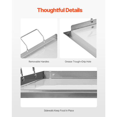 VEVOR 23x16 σε επίπεδη επάνω σχάρα από ανοξείδωτο χάλυβα γενικής χρήσης ψησταριά μπάρμπεκιου Μαγειρικά σκεύη