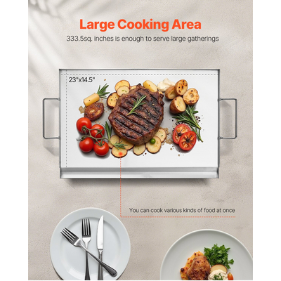 VEVOR 23x16 σε επίπεδη επάνω σχάρα από ανοξείδωτο χάλυβα γενικής χρήσης ψησταριά μπάρμπεκιου Μαγειρικά σκεύη