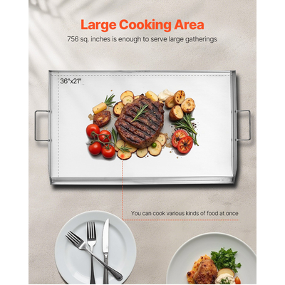 VEVOR 36x22 σε επίπεδη επάνω σχάρα από ανοξείδωτο χάλυβα γενικής χρήσης ψησταριά μπάρμπεκιου Μαγειρικά σκεύη