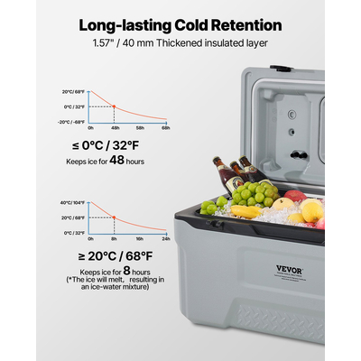 VEVOR Portable Cooler 74 QT Wheeled Cooler 120 Can Capacity with Cup Holder