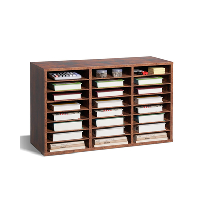 VEVOR Wooden Literature Organizer 24 Διαμερισμάτων Αφαιρούμενα Ράφια Σκούρο Καφέ