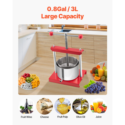 Εγχειρίδιο VEVOR Fruit Wine Press for Wine Making 0,8 Gal/3L Stainless Steel
