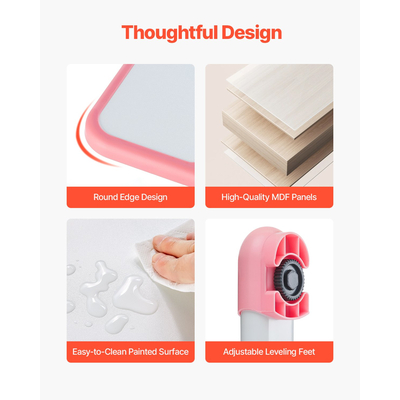 VEVOR Παιδικό σετ καρέκλας και γραφείου Επιτραπέζιο φωτιστικό με ρυθμιζόμενο ύψος & ροζ επιφάνεια εργασίας