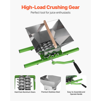 Θραυστήρας φρούτων και μήλων VEVOR για παραγωγή μηλίτη κρασιού 1,8 Gal/7L από ανοξείδωτο χάλυβα