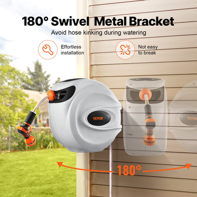 Πτυσσόμενο καρούλι εύκαμπτου σωλήνα κήπου VEVOR 1/2 ίντσας x 131,23 πόδια Επιτοίχιο καρούλι σωλήνα