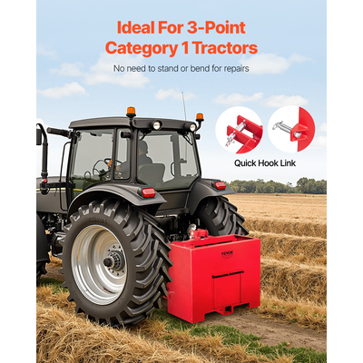 VEVOR Ballast Box 3 Point Κατηγορία 1 Tractor Quick Tach Hitch Αντίβαρο κόκκινο