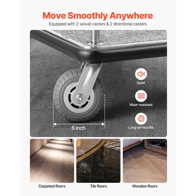 VEVOR Hotel Luggage Cart 800 LBS Brushed Stainless Steel Finish Bellman&#039;s Cart