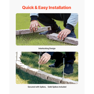 VEVOR Fake Stone Landscape Bord 46,2 x 2,2 in Lawn Edge Ανθεκτική στο ξεθώριασμα