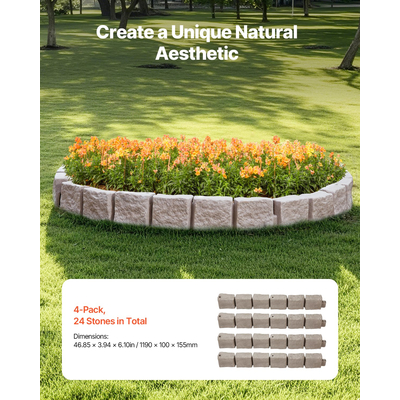 VEVOR Fake Stone Landscape Edge 46,8x3,9 in Lawn Edge Ανθεκτικά στο ξεθώριασμα