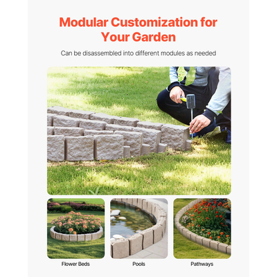 VEVOR Fake Stone Landscape Edge 46,8x3,9 in Lawn Edge Ανθεκτικά στο ξεθώριασμα