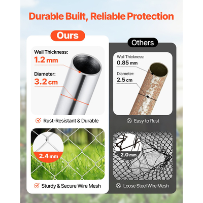 VEVOR Chain Link Fence Gate Fit 2-6 ft x 4 ft Garden Gate Posts Δεν περιλαμβάνονται