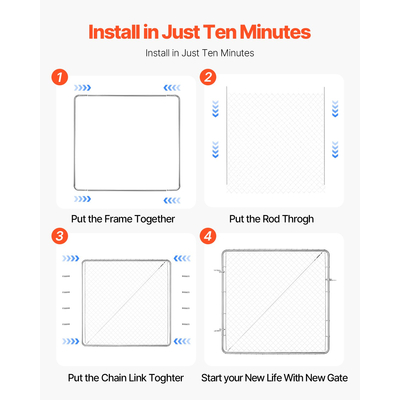 VEVOR Chain Link Fence Gate Fit 3 ft x 4 ft Garden Fence Gate Posts Δεν περιλαμβάνονται