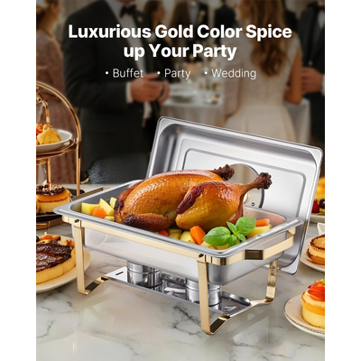 VEVOR 8 Qt 4 Pack Ορθογώνιο σετ μπουφέ για πιάτα πλήρους μεγέθους από ανοξείδωτο χάλυβα