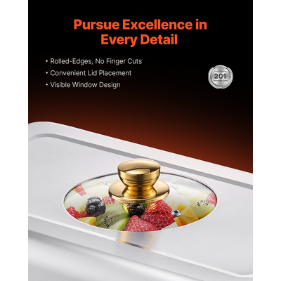 VEVOR 8 Qt 4 Pack Ορθογώνιο σετ μπουφέ για πιάτα πλήρους μεγέθους από ανοξείδωτο χάλυβα