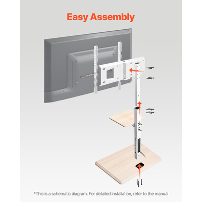 Βάση τηλεόρασης VEVOR Rolling TV Cart για φορητή τηλεόραση, χωρητικότητα έως 88 λίβρες για οθόνες 32-70 ιντσών