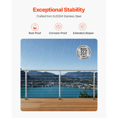 Στύλος κιγκλιδώματος καλωδίου VEVOR 36x2x2 ίντσες με οριζόντια οπή 1JZLGZXYS91466KZK001V0