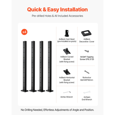 Στύλος κιγκλιδώματος καλωδίου VEVOR 36x1x2 σε στύλο οριζόντιας οπής 4JZLGZXHS914UUOI6001V0