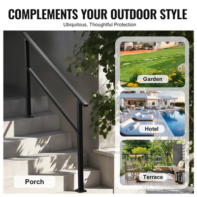 Εύκολη εγκατάσταση VEVOR κουπαστές εξωτερικού χώρου για σκάλες 4-5 βημάτων Μαύρος τετράγωνος σωλήνας