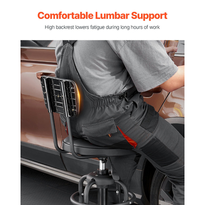 VEVOR Σκαμπό καταστήματος Ρυθμιζόμενο ύψος Γκαράζ Κάθισμα εργασίας 300 λίβρες φορτίο με πλάτη