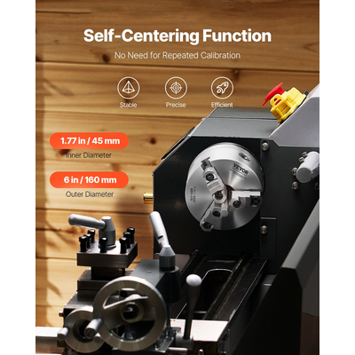 VEVOR 6 σε 3-Σαγόνι αυτοκεντρικό τσοκ τόρνου 1 1/2 in-8 Πλάκα στήριξης με σπείρωμα