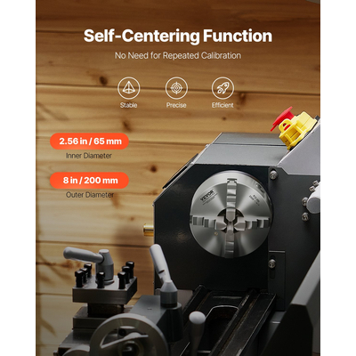 VEVOR 8 σε αυτοκεντρικό τσοκ τόρνου 4 σιαγόνων 1 1/2 σε 8 Πλάκα στήριξης με σπείρωμα