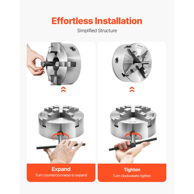 VEVOR 8 σε αυτοκεντρικό τσοκ τόρνου 4 σιαγόνων 1 1/2 σε 8 Πλάκα στήριξης με σπείρωμα