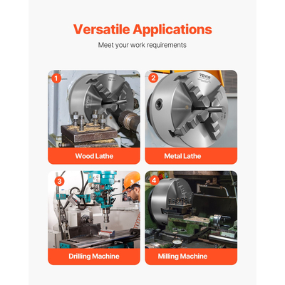 VEVOR 8 σε αυτοκεντρικό τσοκ τόρνου 4 σιαγόνων 1 1/2 σε 8 Πλάκα στήριξης με σπείρωμα